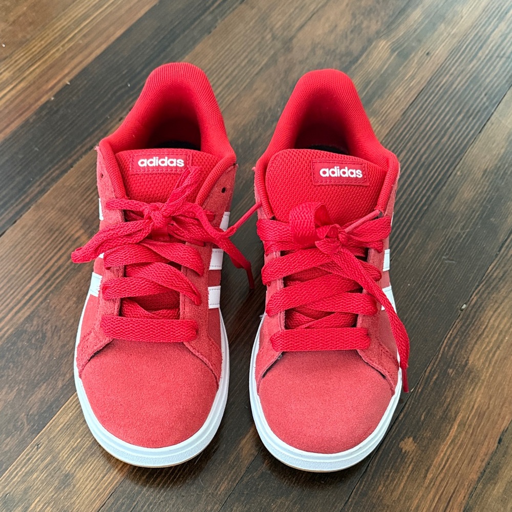 Adidas Kids Red and White Sneakers